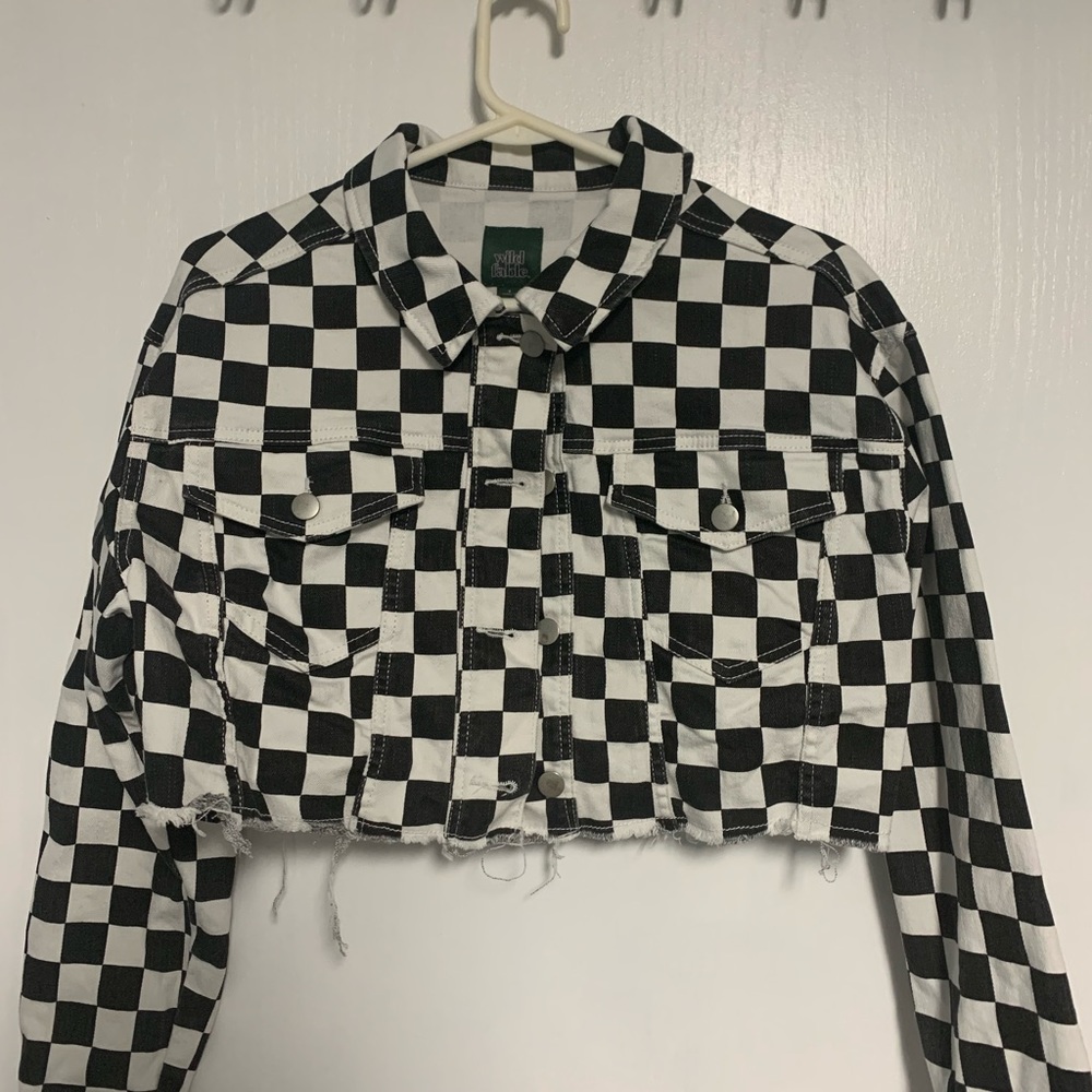Cropped checkers jacket